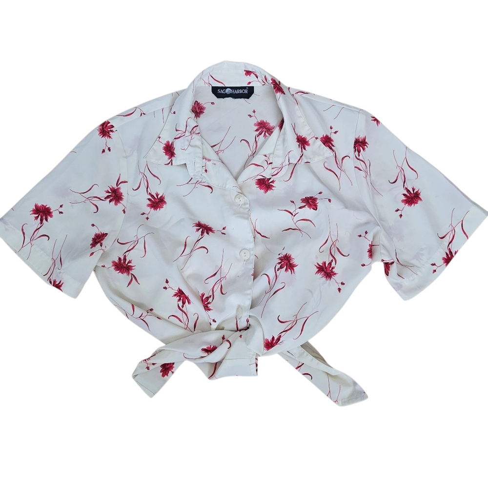 Vintage Sag Harbor Floral Button-Down Blouse | Size M